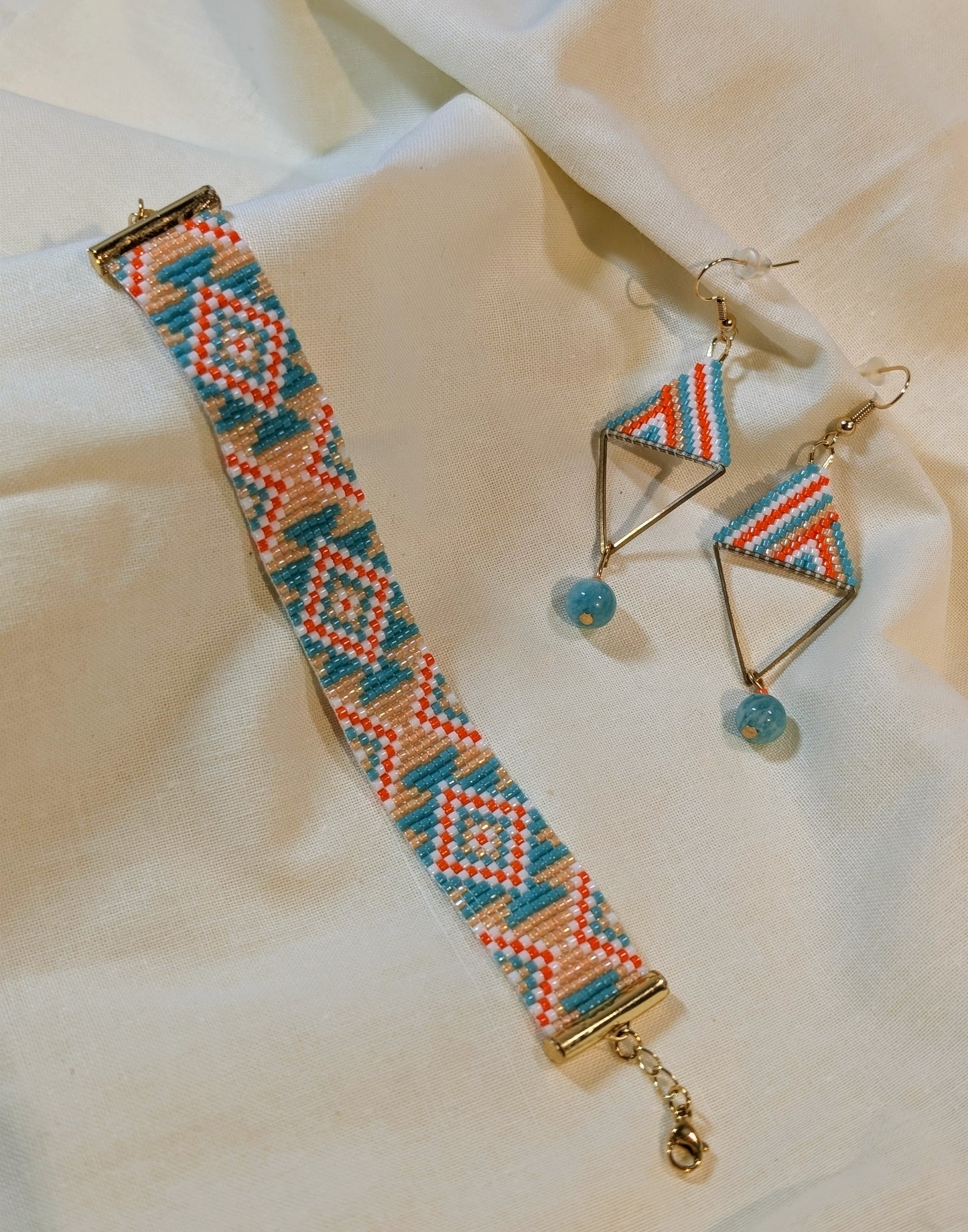 Parure Maya artisanale, tissée en perles Miyuki