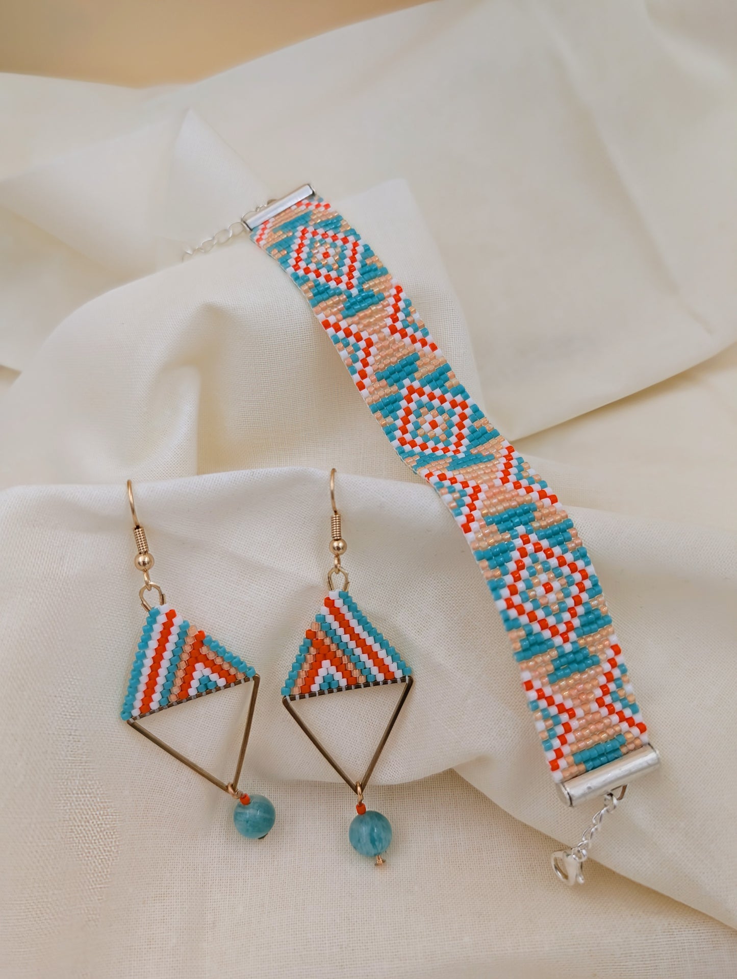 Parure Maya artisanale, tissée en perles Miyuki