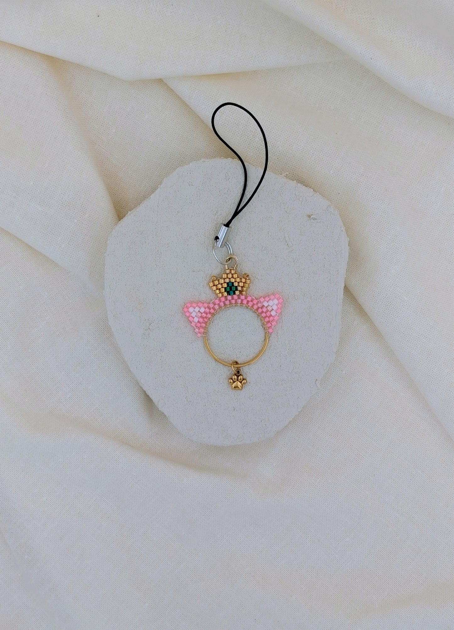 Porte-clés en perles Miyuki "Neko", ou Bijoux de sac en perles