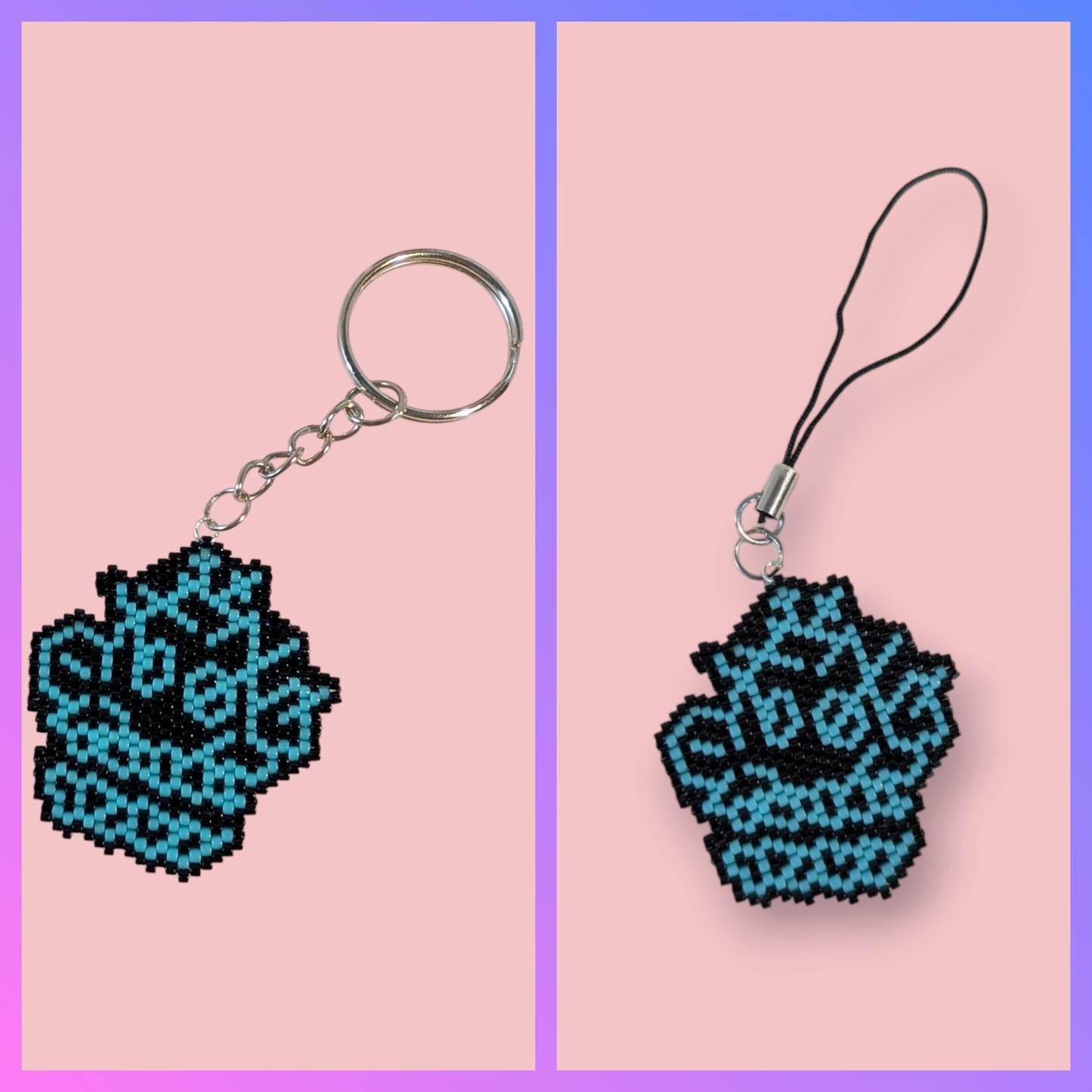 Porte-clés artisanal Whisker, tissé en perles Miyuki