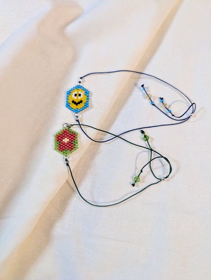 Bracelet artisanal réglable Emoji : "Smile", "Fleur" ou "Peace"