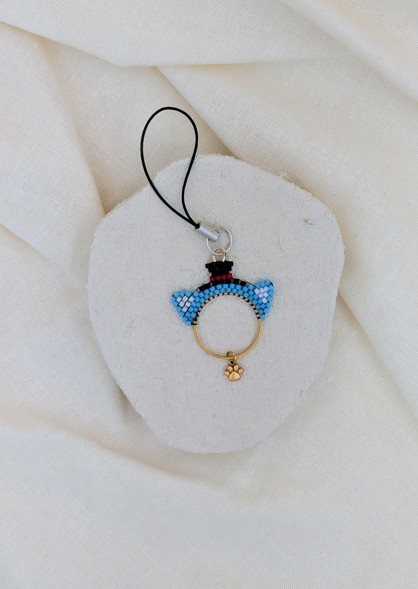 Porte-clés en perles Miyuki "Neko", ou Bijoux de sac en perles