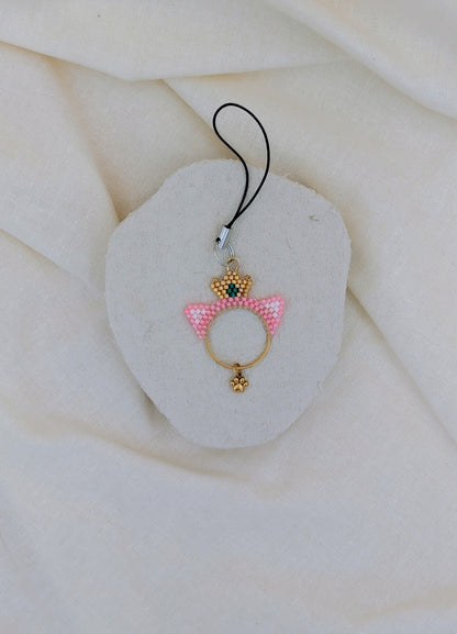 Porte-clés en perles Miyuki "Neko", ou Bijoux de sac en perles