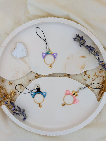 Porte-clés en perles Miyuki "Neko", ou Bijoux de sac en perles