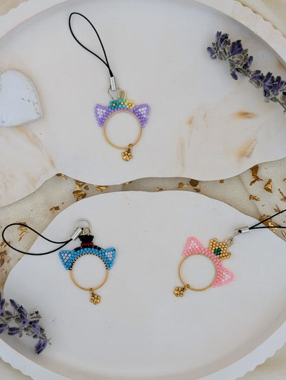 Porte-clés en perles Miyuki "Neko", ou Bijoux de sac en perles