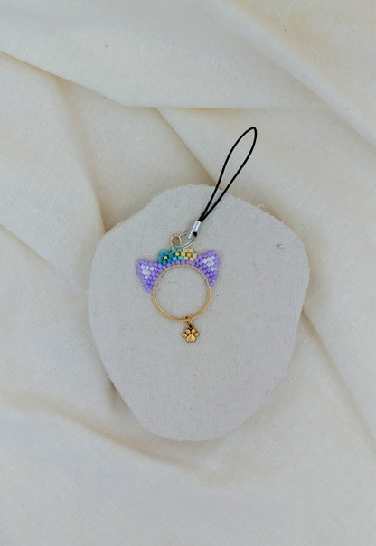 Porte-clés en perles Miyuki "Neko", ou Bijoux de sac en perles